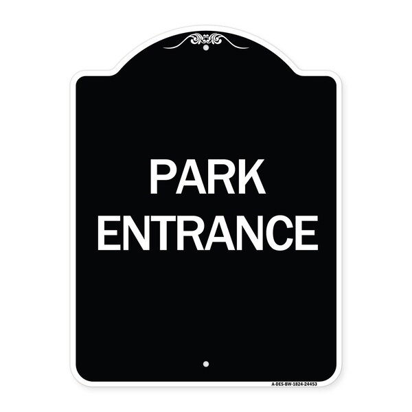 Designer Series Park Entrance, Black & White Heavy-Gauge Aluminum Sign, 24" x 18", BW-1824-24453